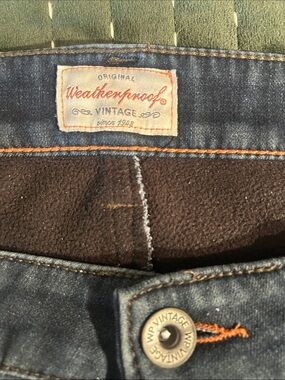 Weatherproof Men’s Dark Blue Jeans with Orange Stitching